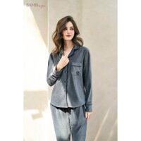 Bộ Bambi by yen chất nhung tăm quần dài tay dài cổ pyjamas M1146 - BB620