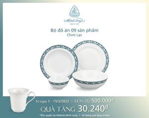 Bộ bàn ăn 09sp Jas Chim Lạc 09001 Minh Long