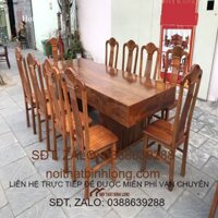 Bộ Bàn Ăn 10 Ghế Xẻ Quạt Gỗ Hương Xám