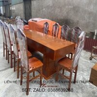 Bộ Bàn Ăn 10 Ghế Xẻ Quạt Gỗ Hương Đá