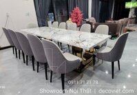Bộ Bàn Ăn 12 Ghế 1283S | Bộ Bàn Ăn Mặt Đá 12 Ghế Cao Cấp