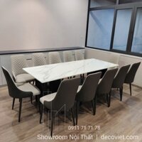 Bộ Bàn Ăn 12 Ghế Cao Cấp 2410S | Bàn Ăn Mặt Đá Nhập Khẩu Đẹp
