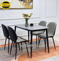 Bộ Bàn Ăn 1,2m Mặt Đá Ceramic Hiện Đại 4 Ghế Cho Chung Cư BA237
