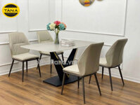 Bộ Bàn Ăn 1,2m Mặt Đá Ceramic Chân Chữ V Hiện Đại 4 Ghế BA234