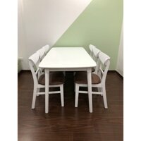 Bộ Bàn Ăn 1m6 kèm 6 ghế bọc đệm - Màu Trắng