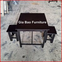 Bộ bàn ăn 2 ghế gỗ không tựa màu đen