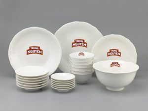 Bộ bàn ăn 22 sp Mẫu Đơn IFP Trắng