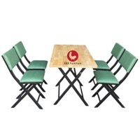 Bộ bàn ăn 4 ghế nệm gấp gọn cho quán ăn, nhà hàng