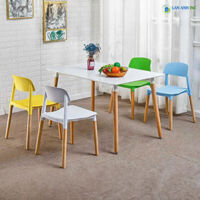 Bộ Bàn Ăn 4 Ghế Nhựa Chân Gỗ BBA27