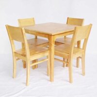 Bộ Bàn Ăn 4 Vuông Ghế Gỗ Cao Su Tự Nhiên – BGAVP03