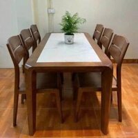 Bộ bàn ăn 6 ghế 2 lá gỗ sồi nga LN-1673