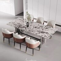Bộ bàn ăn 6 ghế cao cấp mặt đá siêu tinh thể BL022