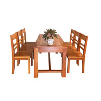 Bộ bàn ăn 6 ghế gỗ căm xe mỡ Juno Sofa 1m6 8075 cm màu tự nhiên