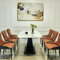 Bộ bàn ăn 6 ghế nhập khẩu sơn trang GA14  phong cách hiện đại phòng ăn phòng khách/HEALHOMES