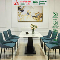 Bộ bàn ăn 6 ghế nhập khẩu sơn trang GA14 phong cách hiện đại phòng ăn phòng khách/HEALHOMES