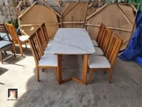 Bộ bàn ăn 6 ghế phòng bếp giá rẻ GF8-BAD6-G305-B356 mặt đá