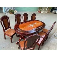 Bộ bàn ăn 8 ghế cẩn oval-Bộ bàn ăn nhà bếp cao cấp CC1 (FREESHIP 60 KM  )