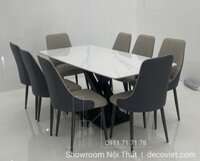 Bộ Bàn Ăn 8 Ghế Giá Rẻ 2409S | Bàn Ăn Mặt Đá 8 Ghế Hiện Đại