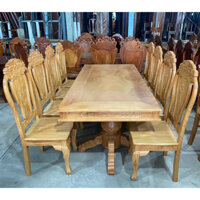 Bộ bàn ăn 8 ghế gỗ gõ đỏ mặt chữ nhật