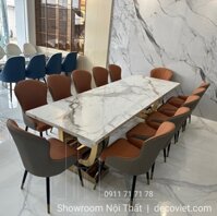 Bộ Bàn Ăn Cao Cấp 12 Ghế 1409S | Bộ Bàn Ăn Mặt Đá Nhập Khẩu