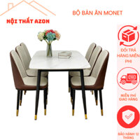 Bộ Bàn Ăn Cơm Ghế Monet Cao Cấp - Hàng Nhập Khẩu Cao Cấp (Free Ship Hà Nội) Bàn 1m2, 1m6 Ngồi 4-6