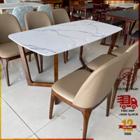 Bộ Bàn ăn Concorde mặt đá + 6 ghế Grace không tay ✌FREE SHIP HCM✌ Bàn ghế Thương hiệu Nội Thất Tâm Ý