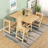 Bộ Bàn Ăn Gấp Gọn, Bàn Ăn Đa Năng , Bộ Bàn Ăn Thông Minh 100% Gỗ Sồi Nga Tự Nhiên Chống Mối Mọt Thiết Kế Tinh Tế