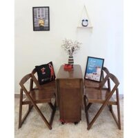 BỘ BÀN ĂN GẤP GỌN THÔNG MINH ĐA NĂNG GỖ SỒI NGA TỰ NHIÊN MÀU NÂU CÁNH DÁN HÀNG KỸ, TỈ MỈ.