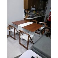 Bộ Bàn Ăn Gấp Gọn Thông Minh Hiện Đại Cao Cấp, Có Ngăn Kéo, Tủ Cất Ghế, Chân Bàn Có Bánh Xe Di Chuyển Tiện Dễ Dàng,
