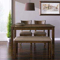 Bộ bàn ăn ghế băng 4 chỗ Ulsan mặt veneer gỗ tự nhiên LazadaMall