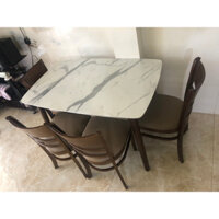 BỘ BÀN ĂN GIẢ ĐÁ 4 GHẾ CABIN VỚI 3 MÀU ( MÀU GỖ, NÂU, TRẮNG ) VỮNG CHẮC VÀ SANG TRỌNG - NHẬN ĐẶT SỈ & LẺ GIÁ RẺ