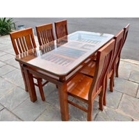 Bộ bàn ăn gỗ 6 ghế  bàn 2 tầng giá rẻ đẹp