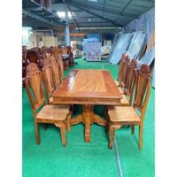 BỘ BÀN ĂN GỖ CĂM XE 8 GHẾ