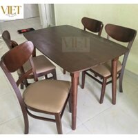 Bộ bàn ăn gỗ cao su tự nhiên 4 ghế. Giá tận xưởng lắp đặt miễn phí