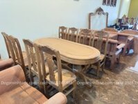 Bộ bàn ăn gỗ gụ mật 8 ghế 1 bàn lối cổ hàng đẹp nét