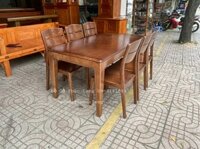Bộ bàn ăn gỗ Sồi A1 cao cấp màu hạt ốc Chó _ 6 ghế