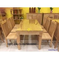 Bộ bàn ăn gỗ sồi chữ nhật tiêu chuẩn xuất khẩu, bộ bàn ăn bằng gỗ