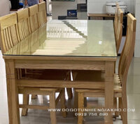 BỘ BÀN ĂN GỖ SỒI NGA 8 GHẾ MẶT LIỀN GIÁ RẺ BAG 10.49