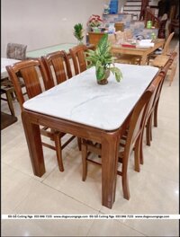 Bộ bàn ăn gỗ Xoan Đào mặt đá 1m6 - 6 ghế hiện đại BG 034
