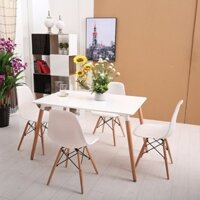 Bộ bàn ăn IBIE Veron 4 - 6 ghế Eames lưng nhựa cao cấp, tùy chọn màu sắc, phong cách hiện đại, hàng nhập khẩu loại 1