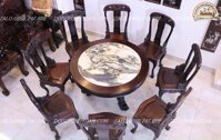 Bộ Bàn ăn Lối Cổ Gỗ Gụ mật 8 ghế 1 bàn chân móng