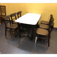 Bộ bàn ăn mango mặt đá 1m6 + 6 ghế mango mặt gỗ ✌ Thương hiệu Nội Thất Dũng Tiến ✌