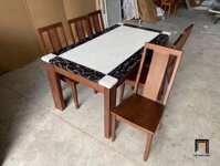 Bộ bàn ăn mặt đá 1m6 vuông GF6-BAD6-G309-B353 6 ghế gỗ