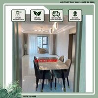 Bộ Bàn ăn mặt đá cẩm thạch nhân tạo cao câp kèm Ghế MONET bọc núm vàng