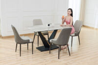 Bộ bàn ăn mặt đá chữ V sang trọng 326