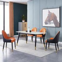 Bộ bàn ăn mặt đá M5 Tundo chân sắt sơn tĩnh điện hiện đại
