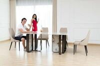 Bộ bàn ăn mặt đá mã DF09