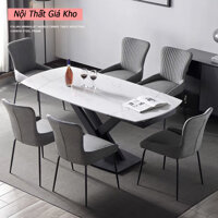 Bộ bàn ăn mặt đá phiến xoay thông minh kéo dài kết hợp ghế Sheraton - Bàn Ăn  6 Ghế