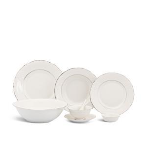 Bộ bàn ăn Minh Long Đài Các Chỉ Bạch Kim – 30 sản phẩm