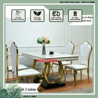 Bộ bàn ăn nhập khẩu cao cấp, chân inox mạ vàng sang trọng- Bảo hành 2 năm